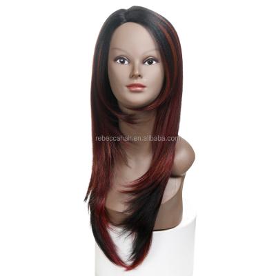 China New Product Wave Hair Synthetic Wigs Machine Made Color Synthetic Lace Front Wig Silky Straight Synthetic Silky Straight Ombre Hair Wig for sale