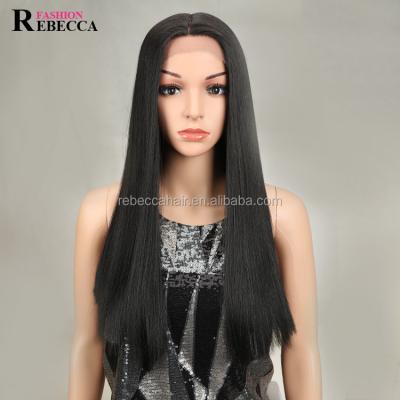 China Wave Front Lace Front Synthetic Wigs Silky Straight Long Hair For Rebecca Fashion Wholesale for sale