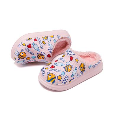 China Yeezy Plush Slides Bedroom Mules Girls Boys Girls Sandals Kids Winter Fur Cotton Lightweight Slippers For Baby Indoor Outdoor for sale