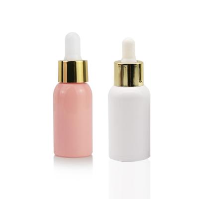 China High Quality Eco-Friendly Custom Pump Bottles Cosmetic Packaging 50ml Serum Plastic Dropper Bottle White Pink Essential Oil PET for sale