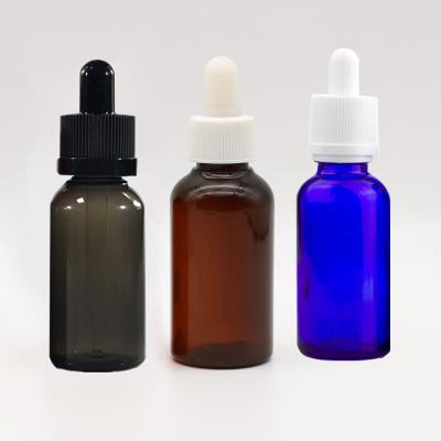 China Empty Blue Amber Matt Black Round Oil Dropper Bottle Custom Private Label Eco-Friendly 50ml Serum Dropper Bottles for sale