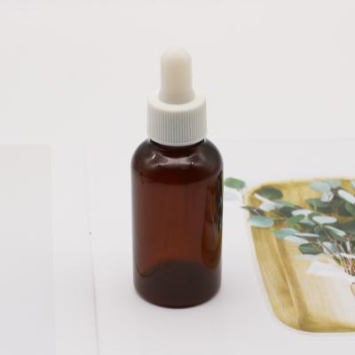 China Wholesale Empty Amber Round 50ml Essential Oil Cosmetic Plastic Bottles Eco - Friendly With Dropper for sale