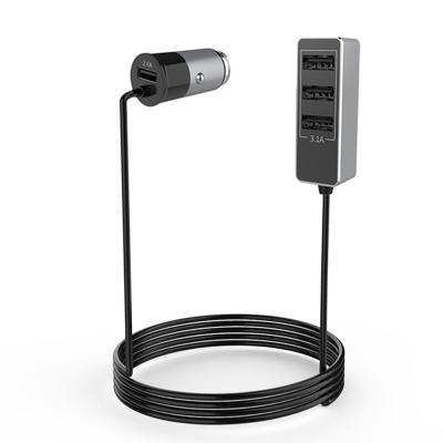 China MINDSBEE OEM/ODM 27W Mobile Phone Extension Cord 4Ports Metal 1.5M Fast Charging Car Charger for iPhone for sale