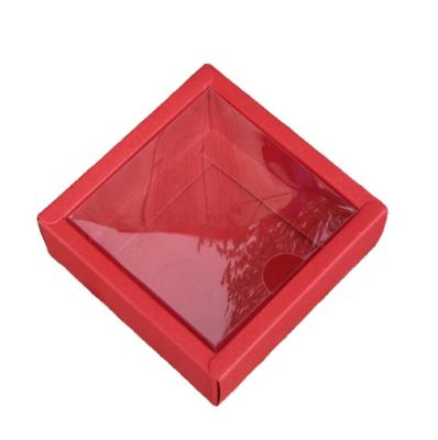 China Recycled Materials Customized Square Shaped Cardboard Paper Gift Box With Clear PVC Lid For Socks Package for sale