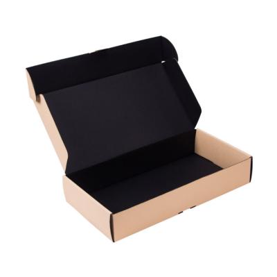 China Recyclable Black Flat Folding Corrugated Paper Package Gifts Shipping Box for sale