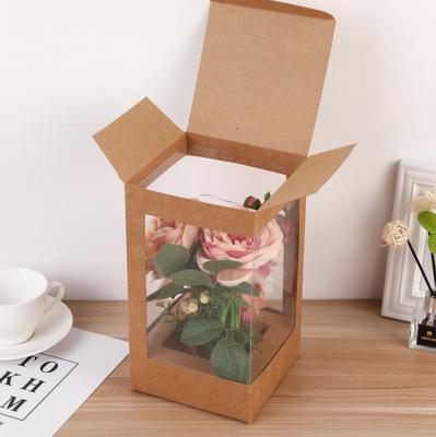 China Free Customized Materials PVC Window Kraft Paper Cardboard Box Recycled Brown Flower Gift Package Boxes Fast Design OEM Printing for sale