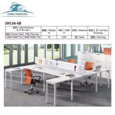 China Modern L-Shape Workstation Panel L-Shape Group Of 4 Desks With Divider Screen 4 Person Desk Partition for sale