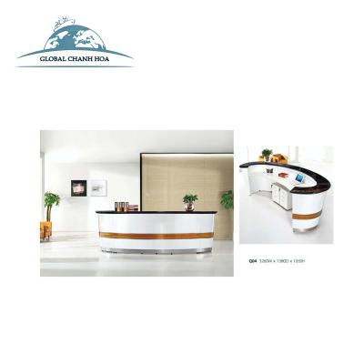 China Durable Hot Sale French Style LED Modern Classic White High Gloss Reception Desk for sale