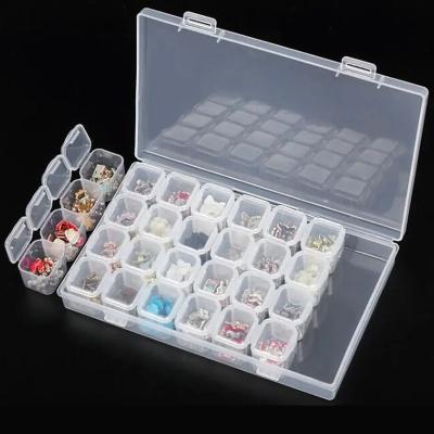 China Folding Organizer Holder Art Box Case Kit Rhinestone Tools Beads Storage Box Nail Diamond Painting Kits Plastic Storage 28 Grids for sale