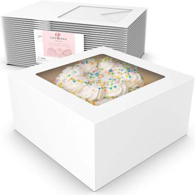 China Amazon Recyclable Hot Selling White Paper Cake Box Automobile Pop Up Bakery Box With Window for sale