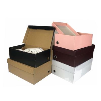 China Recycled Materials Logo Custom Shoe Box Packaging Corrugated Paper Sneaker Shoes Box for sale