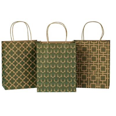 China Recyclable Cheap Recycled Custom Logo Printed Grocery Shopping Packaging Brown Paper Tote Bag With Handles for sale