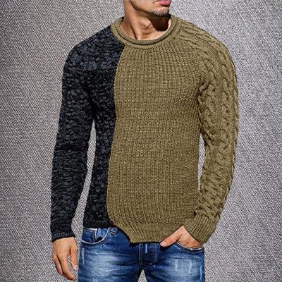 China Men's QUICK DRY Fashionable Cotton Sweaters Round Neck Color-blocking Men's Slim Fit Knitwear Wool Knitwear Sweaters for sale