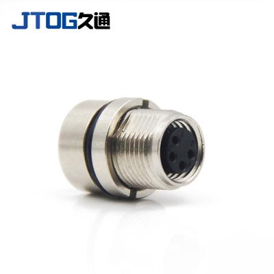 China M8 Circular Metal Connector 4pin Automotive Waterproof Female Soldered Rear Mount Receptacle Socket for sale