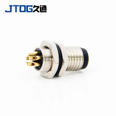 China M8 Circular Metal Connector 5pin Automotive Waterproof Male Soldered Front Mount Receptacle Socket for sale