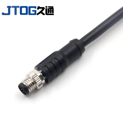 China M8 PVC / PUR Male Automotive Weatherproof Cable Connector Straight Shielded Molded Free End for sale