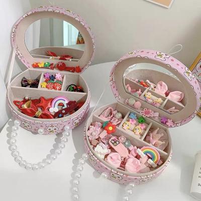 China Cute Eco-Friendly Elastic Band Girl Dressing Bag Baby Children's Set Hairpin Princess Jewelry Storage Box for sale