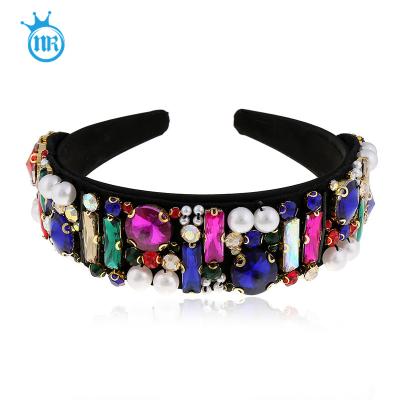 China Europeanstyle baroque color fashion diamond-studded geometric ladies headband flannel headband for sale