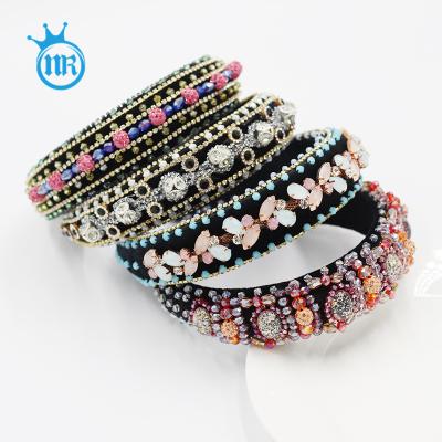 China New Retro Dot Diamond Rhinestone Rhinestone Handwoven Headband Baroque Baroque Crystal Headband for sale