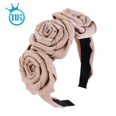 China Flower color pure headband European fashion rose flower cloth headband ladies headband wholesale for sale