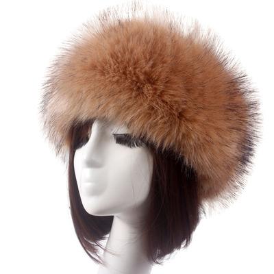 China Soft Faux Fur Women Girl 2021 Outdoor Warmer Ski Hats Hot Ear Warmer Winter Hairband Russian Thick Hairy Fluffy Winter Headband Hat for sale