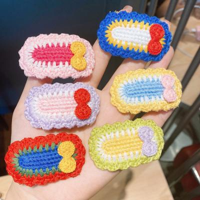 China Autumn And Winter Color New Top Quality Fashion Yarn Hairpin Bow Crochet Design/Attractive Knitting Hair Clip For Babies for sale