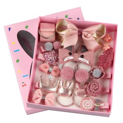 China Factory Sweet Wholesale 18 Pieces Hair Clip Set Hair Accessories Children Gift Hair Hangers Kids Baby for sale