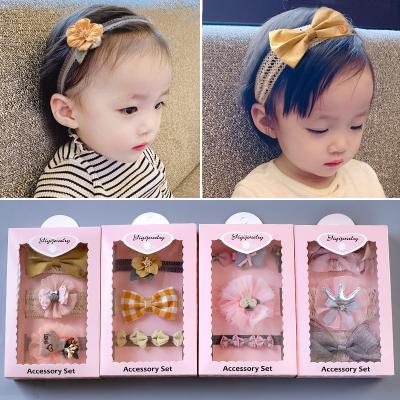 China Soft Attractive Design Three Children's Knot/Flower Piece Toddler Headband Girls Set Top Quality Lovely Bow for sale