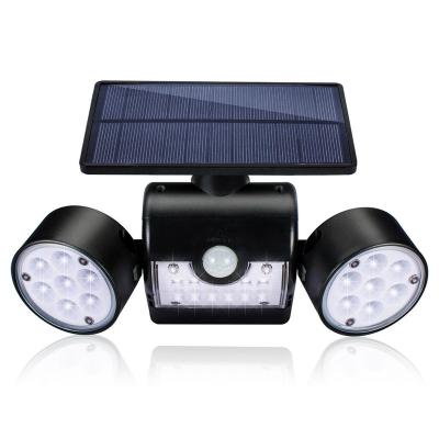 China Waterproof Outdoor 30 Degree Solar Powered Solar Motion Sensor Light Garden Double Heads LED For Garage for sale