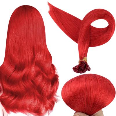 China Silky Straight Remy Hair Nail Tip 18In U Tip Real Red Brazilian Wave Hair Extensions Keratin Hair Extensions for sale