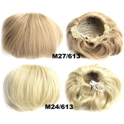 China Fashionable Wholesale Synthetic Heat Resistant Elastic Hair Bun Scrunchies Madame Hair Bun Scrunchies Donut Curly Wigs for sale