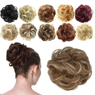 China Afro Clip Hair Bun Women And Girls Curly Scrunchie Bun Hair Bun With Elastic Band Hair Ring Wrap On Messy Hair Synthetic Bun Ponytails for sale