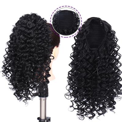 China Cheap Afro Curly Factory Ponytail 14 Inch Short Hair Clip On Synthetic Curly Curl Hair Piece Extension for sale