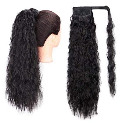 China Best Long Corn Ponytail Drawstring Ponytail Extension Hairstyle Lady Natural Wavy Fashion Black X-Ring Hair Ponytail Hair Extension Wig for sale