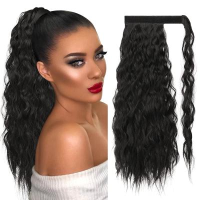 China X-Ring Hair Corn Wavy Curly Wrap Around Clip In Synthetic Wigs Ponytail Hair Extensions Long Ombre Colored New 22inch 50cm Super Wave for sale