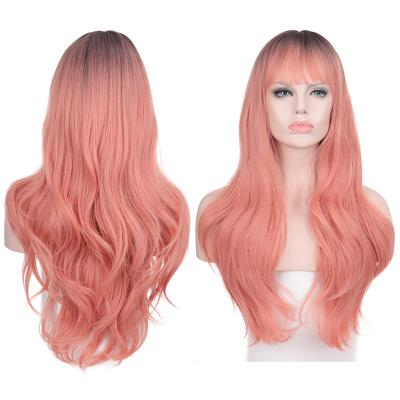 China Fashion Wholesale Foreign Trade Wigs Best Selling Pink Ombre Hair With Body Wave For Woman for sale