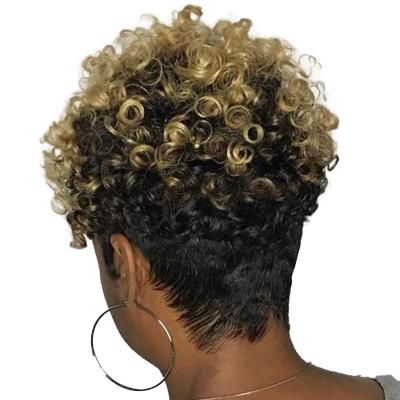 China Hot Selling Fashion Ombre Short Curly Wig Manufacturer Synthetic Short Hair Female Curly Wigs for sale