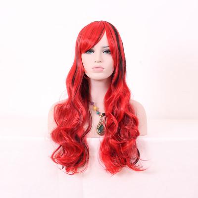 China Women's Hair Part Hair Accessories Cosplay Wig Long Curly Wig Body Wave Red Synthetic Hair Cosplay Wig for sale