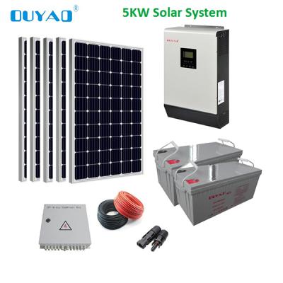 China Ouyad 5KW home solar panel, solar panel kit, complete solar panel off grid solar power system for sale