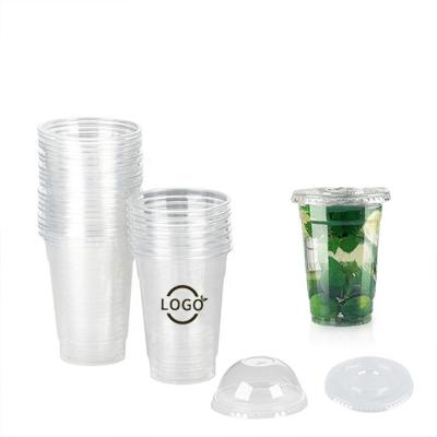 China Eco-Friendly clear12oz 16oz 20oz 24oz custom bubble tea cup printed cold coffee drinking plastic pet cups to go for smoothies for sale