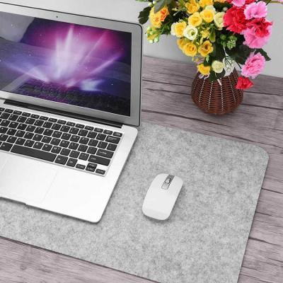 China Non Slip Light Gray Felt Desk Pad Mat Felt Computer Keyboard Mouse Pad Writing Mat For Home And Office for sale