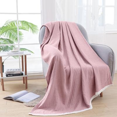 China Anti-Static Ready To Ship Blanket Factory Direct Sale 100% Cotton Knitted Custom Logo Soft High Quality Throw Blanket for sale