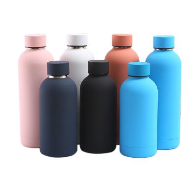 China Custom Logo Thermal Drink Bottle Double Wall Viable Narrow Mouth And Small Cup Cover Vacuum Insulated Stainless Steel Water Bottle for sale