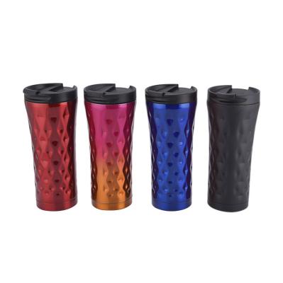 China Cool Tumbler Double Wall Stainless Steel Coffee Mugs Portable Insulated Hot Diamond Shaped Coffee Mugs Viable And Cold for sale