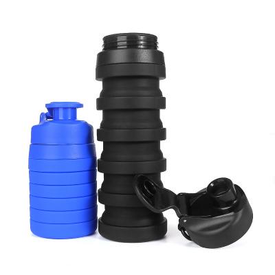 China Wholesale Creative Silicone Folding Cup BPA Silicone Folding Portable Eco-Friendly Free Viable Reusable Sports Water Bottles for sale