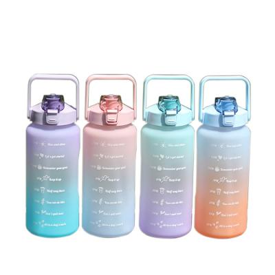 China Viable Plastic 2000ML Water Bottles With Weather Marker Straw Strainer Bullet-Cover Outdoor Large Capacity Portable Water Bottle for sale