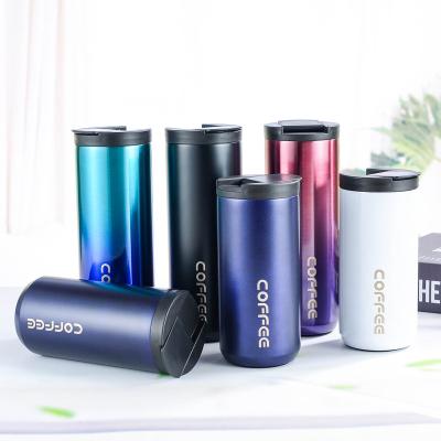 China Newest Hot Selling Viable Wholesale Portable Wall Stainless Steel Student Clasp Coffee Double Mugs Straight Slim Tumbler for sale