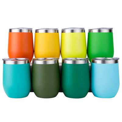 China Sustainable stainless steel double-wall vacuum insulated wine tumblers with lids and straws egg shaped tumbler without handle for sale