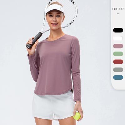 China Round Neck Anti-UV Collar Long Sleeve Tennis Quick Dry T-shirts Golf Shirt Top Quality Sports Ladies Workout Training Tops Sweatsuit for sale