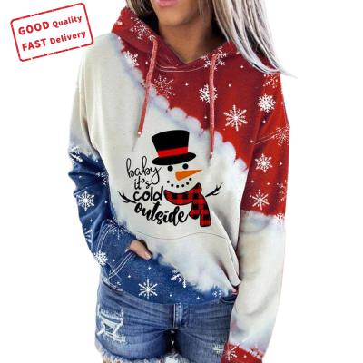 China GQ0394 Fall Winter Women's Breathable Hoodies Christmas Snowman Printed Women's Hoodies Fashionable Casual Hoodie for sale